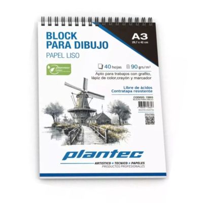 Block Plantec para Dibujo A3 90grs 40hjs anillado