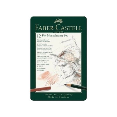 Set pitt monochromo de Faber Castell x 12 elementos.